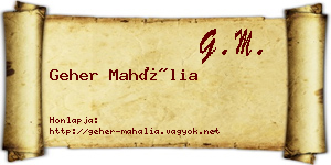Geher Mahália névjegykártya